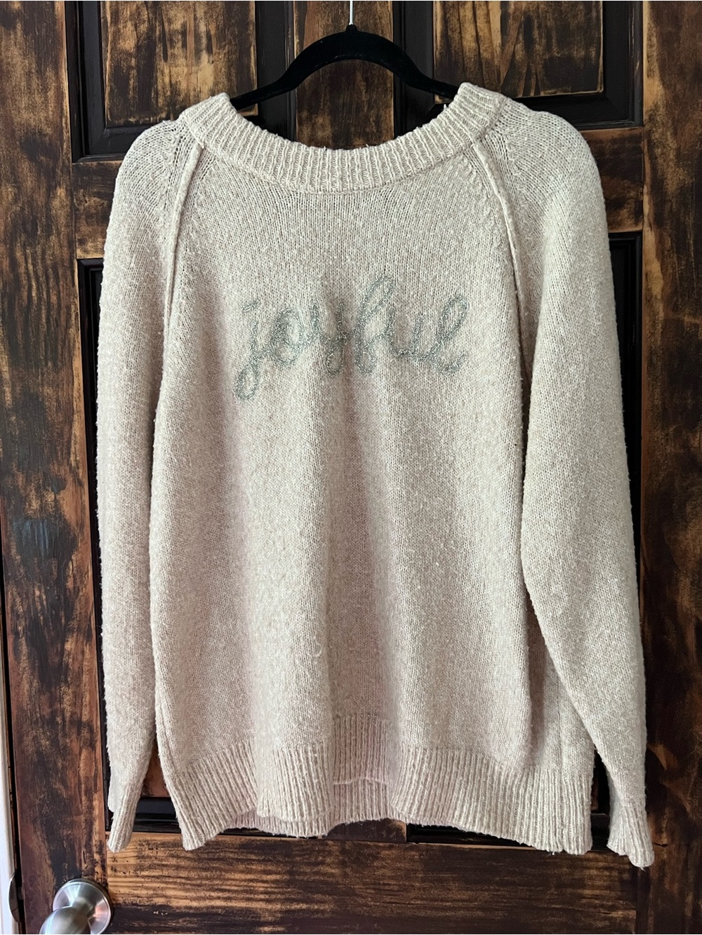 Cozy Women's Cream 'Joyful' Knit Sweater